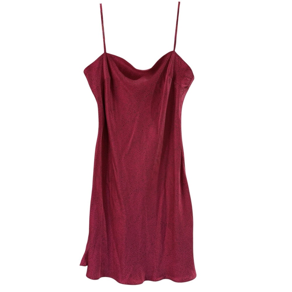 BEC + BRIDGE Silk Slip Mini Dress Womens 8 Pink Black Dot Spaghetti Strap